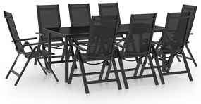 vidaXL Set mobilier de grădină, 9 piese, antracit, aluminiu