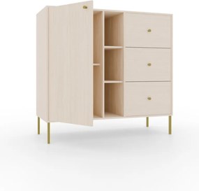 Comodă cu usa si trei sertare, 100x41x95 cm, Tili System. ADRK Furniture (Culoare: Eucalipt / Eucalipt)