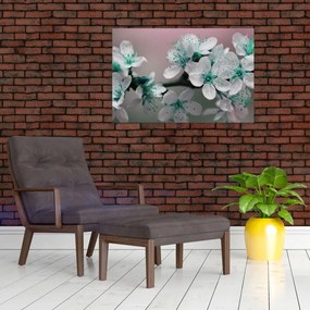 Tablou cu floare - turcoaz (90x60 cm)