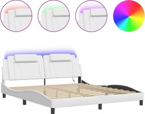 vidaXL Cadru de pat, Viana, cu LED fără saltea, alb, 180x200 cm