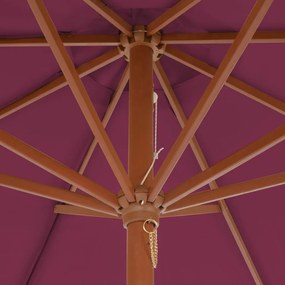 Umbrela de soare exterior, stalp din lemn, 300 cm, rosu bordo Rosu