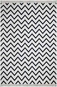 Covor 23002A, 80x150 cm, forma dreptunghiulara, bumbac, alb/negru
