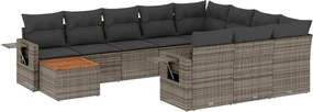 vidaXL Set canapele de grădină cu perne, 11 piese, gri, poliratan