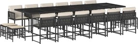 vidaXL Set mobilier de grădină cu perne, 17 piese, negru, poliratan