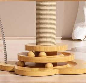 Zgariator din lemn pentru pisici cu bile LUNTRIS, inaltime 43 cm
