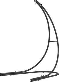 Outsunny Cadru pentru fotoliu suspendat în formă de C Stativ metalic cu bază pentru scaun suspendat până la 150kg Negru | Aosom Romania