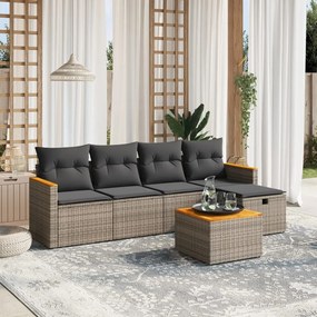 vidaXL Set mobilier grădină cu perne, 6 piese, gri, poliratan