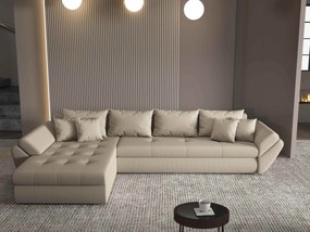 Colțar extensibil dumonde cu ladă de depozitare si sezut confortabil din spuma high-density, Loana XL Enjoy Camel 335x185 cm