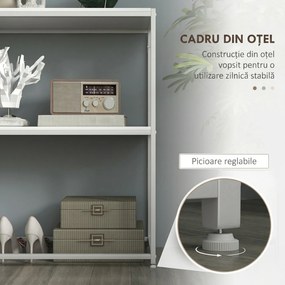 HOMCOM Masă Consolă de Intrare Subțire cu Partea Superioară Deschisă, Dulap Consolă din Oțel și PAL, 100x30x87 cm, Alb | Aosom Romania