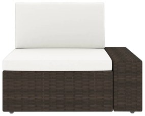 Canapea modulara cu 3 locuri, maro, poliratan 1, Maro, Canapea de colt (cotiera stanga) + canapea de colt (cotiera dreapta) + canapea de mijloc