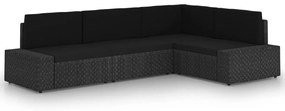 vidaXL Set mobilier de grădină, 4 piese, negru, poliratan