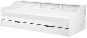 Pat de o persoană 200 x 90 cm Elinor (alb) (cu somieră). 1078681