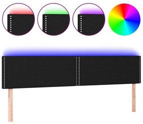 Tablie de pat cu LED, negru, 180x5x78 88 cm, textil 1, Negru, 180 x 5 x 78 88 cm