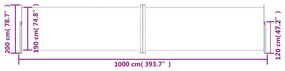 Copertina laterala retractabila, crem, 200x1000 cm Crem, 200 x 1000 cm