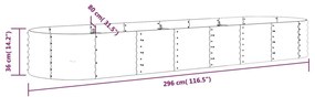 Jardiniera gradina gri 296x80x36 cm otel vopsit electrostatic 1, Gri, 296 x 80 x 36 cm