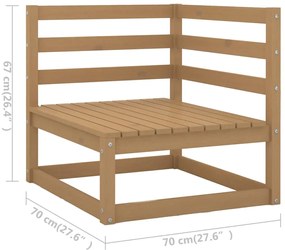 Set mobilier de gradina cu perne, 3 piese, lemn masiv de pin maro miere, 1, Da