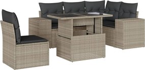 vidaXL Set canapele de grădină cu perne, 6 piese gri deschis poliratan