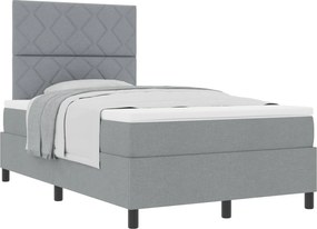 vidaXL Pat cu arcuri cu saltea Gri deschis 120 x 200 cm țesătură