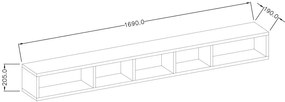Raft suspendat Tamie Typ 02 (gri închis + stejar). 1030164