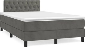vidaXL Pat box spring cu saltea, gri închis, 120x200 cm, catifea