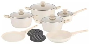 Set de oale 12 piese, aluminiu cu strat antiaderent, culoare crem Klausberg KB7884, potrivite pentru toate tipurile de plita