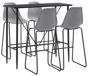 279852 vidaXL Set mobilier de bar, 5 piese, gri, plastic