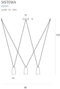 Lustra cu 3 pendule suspendate SISTEMA III P0399 MX