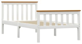 Cadru de pat, alb, 100 x 200 cm, lemn masiv de pin Alb si maro, 100 x 200 cm