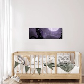 Tablou - Bufniță de noapte, violet (cu ceas) (90x30 cm)