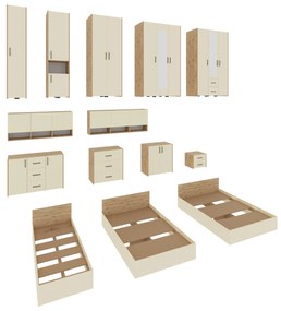 Dulap Malmo, 3 Usi, Stejar Artisan/Argila, 120 x 52 x 200 cm