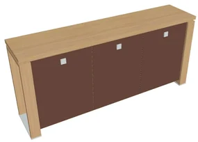 Dulap mic Verno+ 200 x 46 x 90 cm, uși de sticlă, stejar deschis / maro