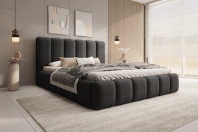 Pat tapițat Aura 160x200 cu spațiu depozitare - bouclé gri închis Quelle 92