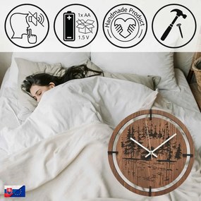 SENTOP | Ceas de perete din lemn - motiv original de pădure de conifere | RENT