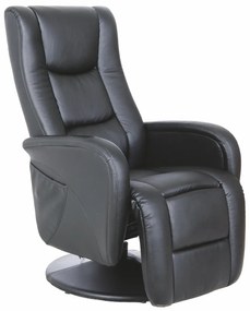 Fotoliu recliner cu functie de masaj Pulsar piele ecologica negru H106 cm