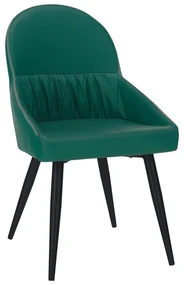 Scaun de masă, piele ecologică verde/metal, KALINA