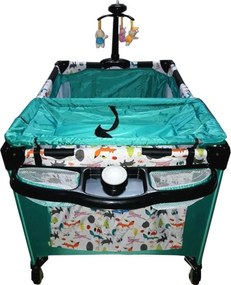 Patut Pliant, Tarc copii Baby Care™ NEST, Pliabil pe 2 Niveluri cu muzica si Masa infasat, Jucarie Carusel cu jucarii din plus, geanta transport
