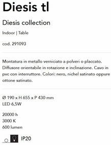 Lampa LED de masa minimalista Diesis tl nichel
