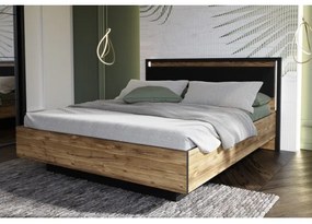 Pat dublu OREN 160x200 cm cu spațiu de depozitare maro/negru