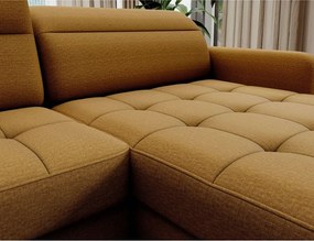 Colțar galben extensibil/cu spațiu de depozitare cu tapițerie din catifea (cu colț pe partea stângă/în formă de "U") Berrto – ELTAP