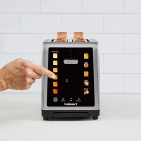 Prajitor de paine Cuisinart SimpliTouch XL RBT2200U, 1000 W, 6 trepte de prajire, 5 programe, Comenzi tactile, Centrare automata, Inox/Negru