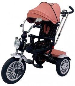 Tricicleta tip moto cu far, pozitie de somn si scaun rotativ, Roz- TMR-49-roz