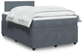 vidaXL Pat box spring cu saltea, gri închis, 120x200 cm, catifea