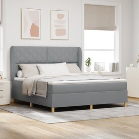 vidaXL Pat box spring cu saltea, gri deschis, 180x200 cm, textil