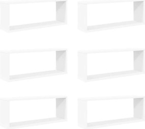 vidaXL Rafturi de perete în formă de cub 6 buc. alb 60x15x23 cm lemn