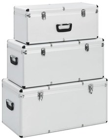 vidaXL Cutii de depozitare, 3 buc., argintiu, aluminiu
