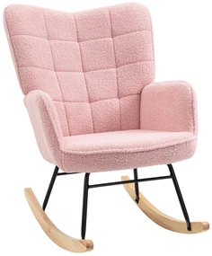 HOMCOM Scaun de leagăn rocking chair tapiterie din blană răsucită structură din oțel 71 x 98 x 101 cm roz | Aosom Romania