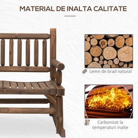 Outsunny Banca tip Leagan cu 2 locuri din Lemn de Brad, Design Rustic, pentru Exterior, 112x67x93cm, Greutate Maxima 250 kg