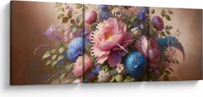 Tablou - Masă plină de flori (cu ceas) (90x30 cm)