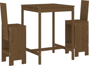 vidaXL Set mobilier de bar, 3 piese, maro miere, lemn masiv de pin