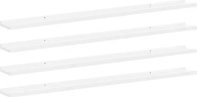 vidaXL Rafturi de perete, 4 buc., alb extralucios, 115x9x3 cm